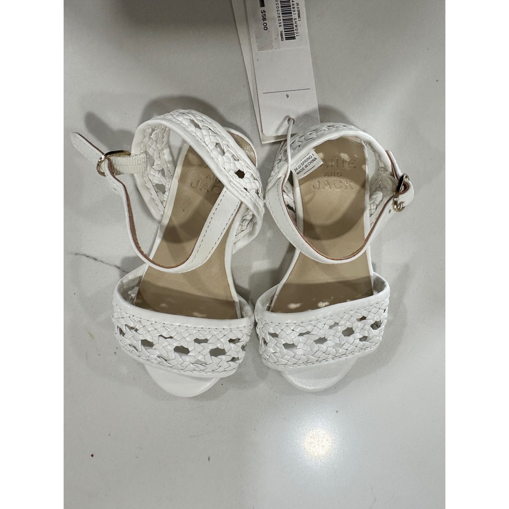 Janie and Jack White Woven Ankle Strap‎ Sandals Size 6 Baby Tod